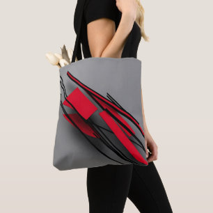 De Tela Bolso tote geométrico abstracto moderno rojo y neg