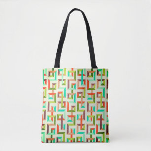 De Tela Bolso tote geométrico retro vibrante