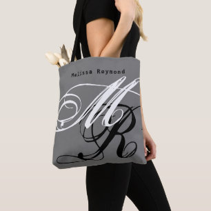 De Tela Bolso tote gris/negro con monograma