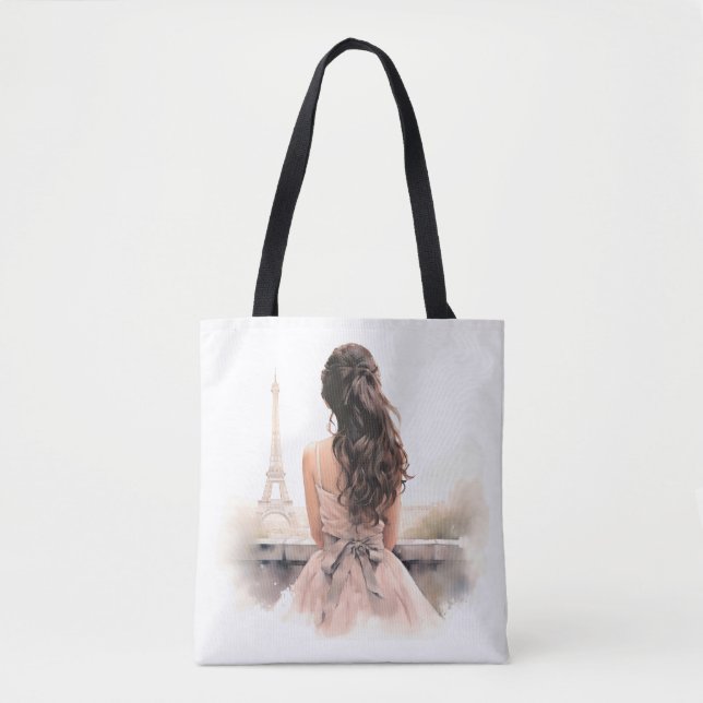 De Tela Bolso Tote Hola Desde París (Anverso)