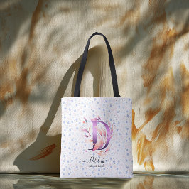 De Tela Bolso Tote Inicial D Floral Suave y Abstracto Past