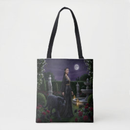 De Tela Bolso tote Jardín Místico: Mujer y Pantera