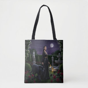 De Tela Bolso tote Jardín Místico: Mujer y Pantera
