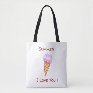 De Tela Bolso tote Minimalista Helado Te Amo