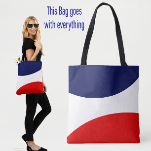 De Tela Bolso tote moderno abstracto azul, rojo y blanco