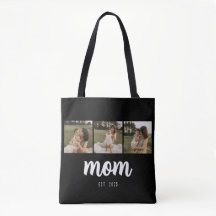 Bolso tote negro con guión establecido por mamá co