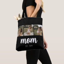 De Tela Bolso tote negro con guión establecido por mamá co