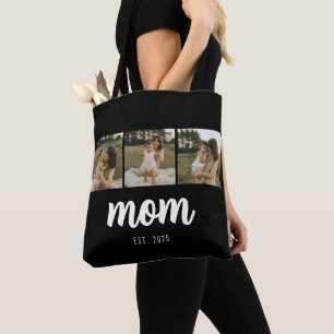 De Tela Bolso tote negro con guión establecido por mamá co