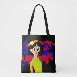 De Tela Bolso Tote Negro Retro Girl