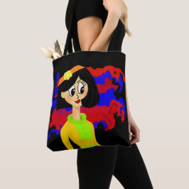 De Tela Bolso Tote Negro Retro Girl