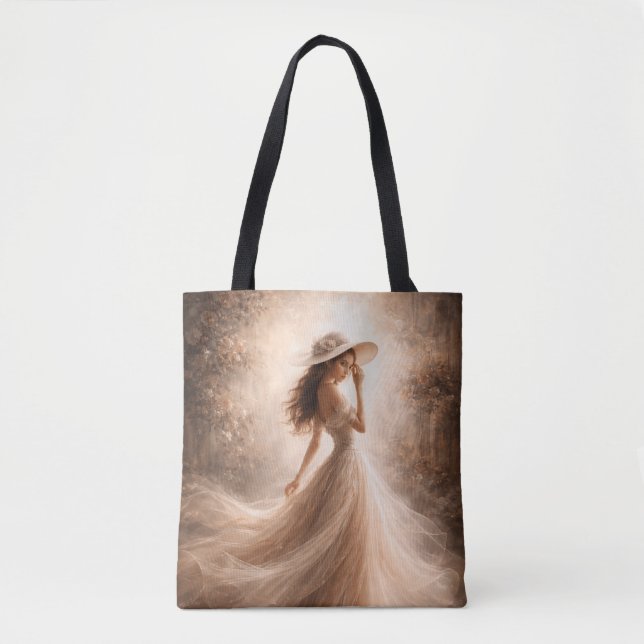 De Tela Bolso Tote Ninfa Acuática Eslava Etérea Boho (Anverso)
