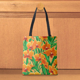 De Tela Bolso Tote Orquídeas Naranjas