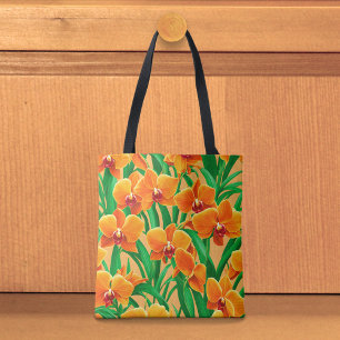 De Tela Bolso Tote Orquídeas Naranjas
