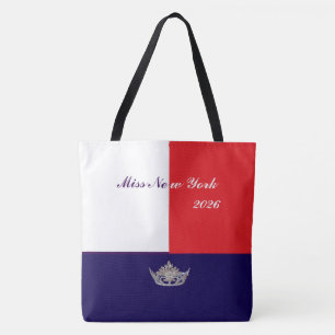 De Tela Bolso tote Pageant Silver Crown grande rojo blanco
