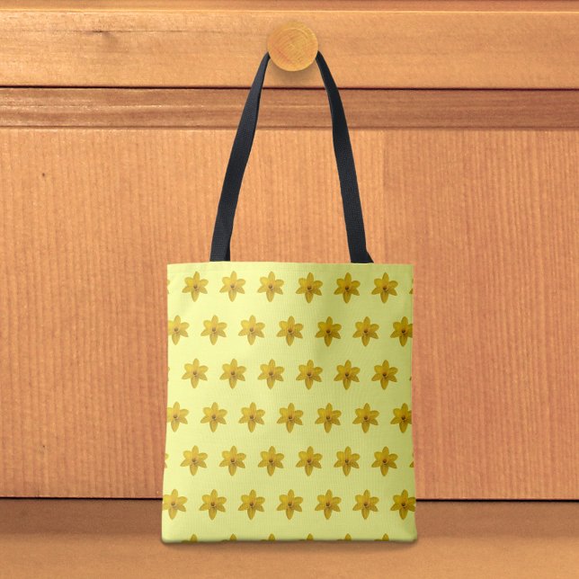 De Tela Bolso Tote Patrón Sin Costuras Narciso Amarillo (Tote bag with seamless pattern of a yellow daffodil)