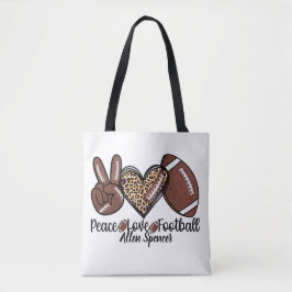 De Tela Bolso Tote Paz, Amor, Fútbol
