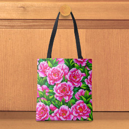 De Tela Bolso Tote Peonías Rosas