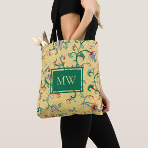 De Tela Bolso Tote Personalizado Floral Amarillo Chino