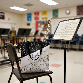 De Tela Bolso tote personalizado musical en blanco y negro