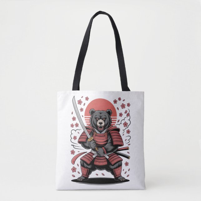 De Tela Bolso Tote Samurái Oso (Anverso)