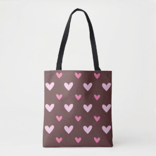 De Tela Bolso Tote Sweetheart – Corazones Rosa y Rosado