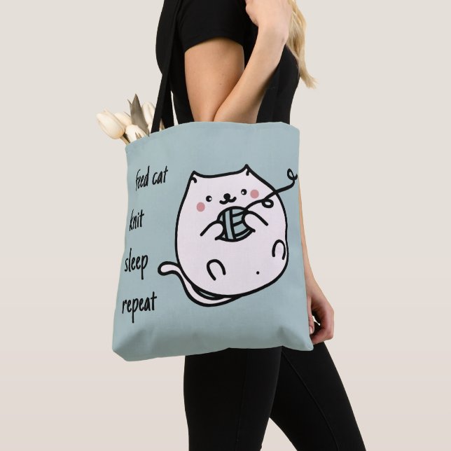 De Tela Bolso Tote Tejer Dormir Gato Alimentar (Detalle)