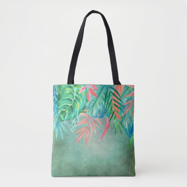 De Tela Bolso Tote Total Acuarela Tropicales (Anverso)