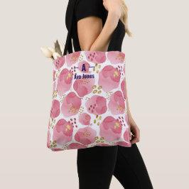 De Tela Bolso Totebag Floral Rosa Personalizado – Bolso co