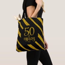 Bolso Totebag Negro y Dorado 50 y Fabuloso