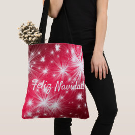 De Tela Bolso Totebag Rojo Feliz Navidad Celebra la Navida