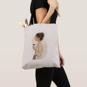 De Tela Bolso Totem Chica Café con Estilo Moda Cabello R
