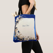 Bolso Totém con Adorno Floral Blanco Azul
