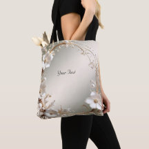 Bolso Totem con Marco Floral Blanco Ornamentado