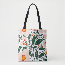 De Tela Bolso Totem con Patrón Botánico Floral Mínimo