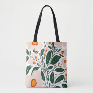 De Tela Bolso Totem con Patrón Botánico Floral Mínimo