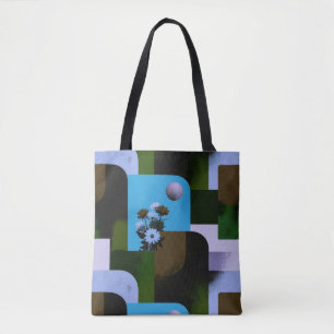 De Tela Bolso Totem con Patrón Floral Abstracto Moderno