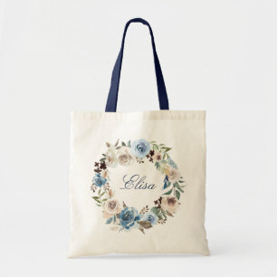 De Tela Bolso Totem Corona Floral Rosa Beige Azul Polvorie
