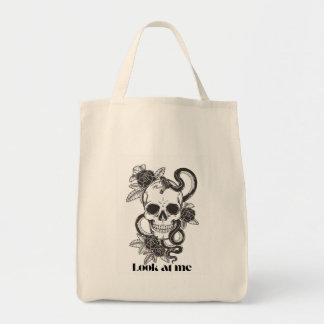 De Tela Bolso Totem Floral Cráneo Gótico "Mírame"