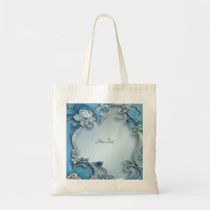 De Tela Bolso Totem Floral Ornado Azul