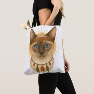 De Tela Bolso Totem Gato Ojos Azules Boho