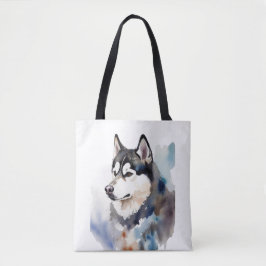 De Tela Bolso Totem Husky Acuarela Ilustración Artística d