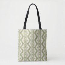 Bolso Totem Ikat Verde y Crema, Raya tejida