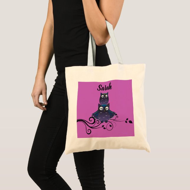 De Tela Bolso Totemo Morado Tema Búho (Anverso (producto))