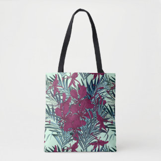 De Tela Bolso Tropical Floral Violeta y Azul Marino