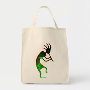 De Tela bolso verde del kokopelli