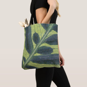 De Tela Bolso verde frondoso con la flor en revés