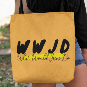 De Tela Bolso WWJD – Letra Negra y Amarilla en Negrita