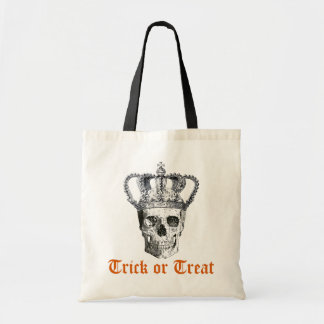 De Tela Cráneo gótico del vintage con el bolso del truco o