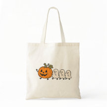 Cute Ghost Parade Halloween Pumpkin Lona Bolso