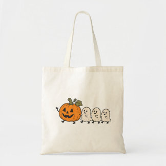 De Tela Cute Ghost Parade Halloween Pumpkin Lona Bolso